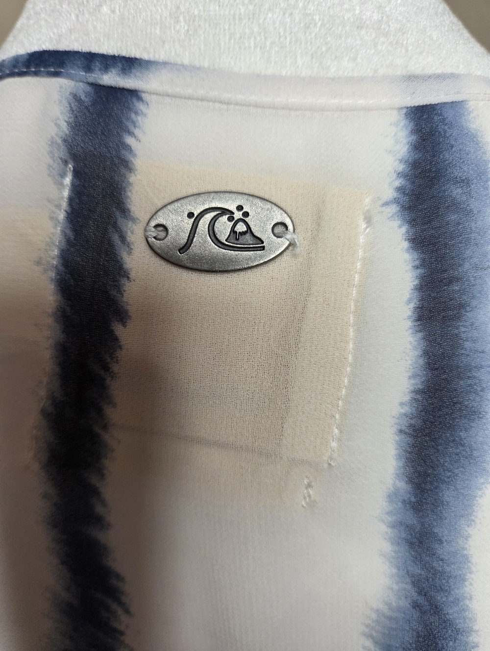 Quiksilver Women's Blue Stripe V-Neck Elastic Waist Top Size S Y2k - Picture 2 of 10